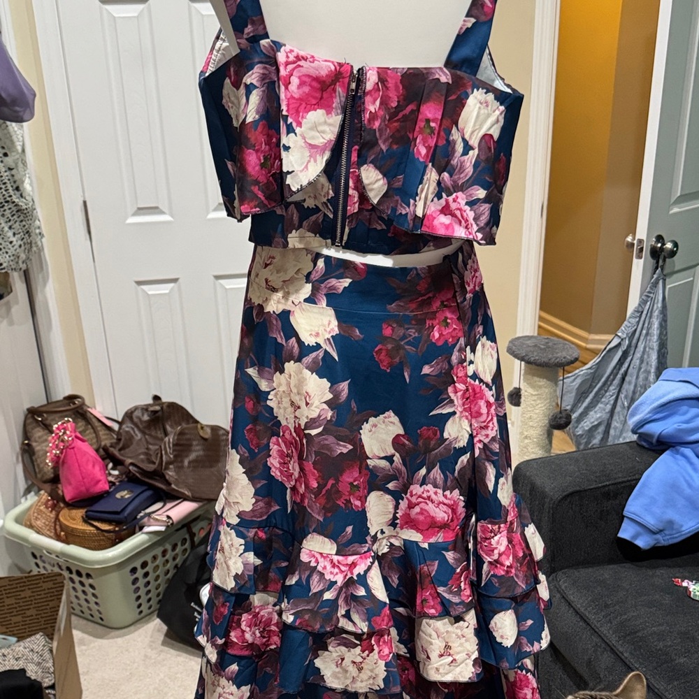 Source Unknown Floral Maxi Dress - Navy and Pink NWOT - Picture 3 of 4
